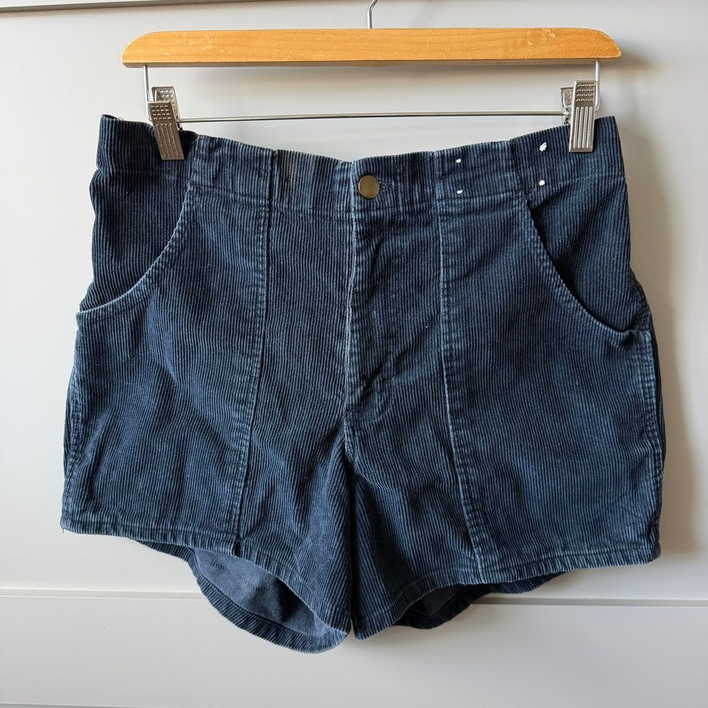 Fast Breakers Corduroy Shorts Mens 34 Black Vintage 80s Surf Retro Cotton USA